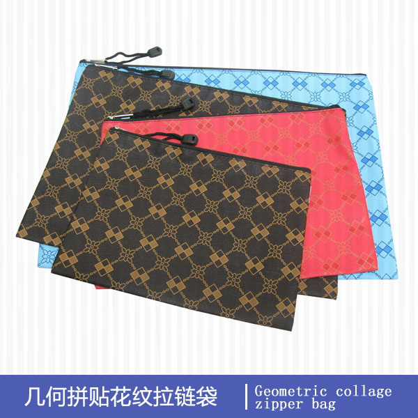 Geometric Collage Zipper Bag 