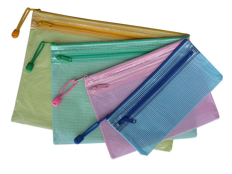 Double zipper PVC mesh bag