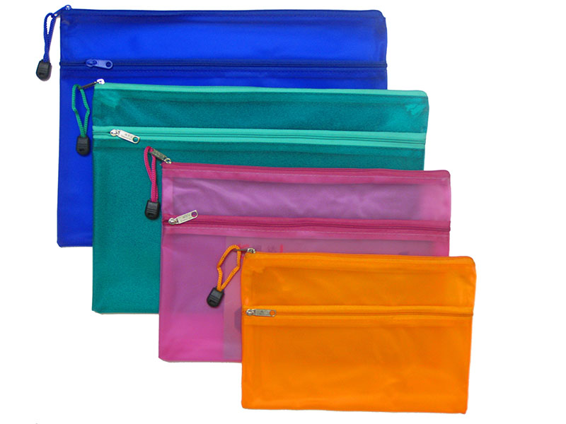 Matt finish double zipper bag