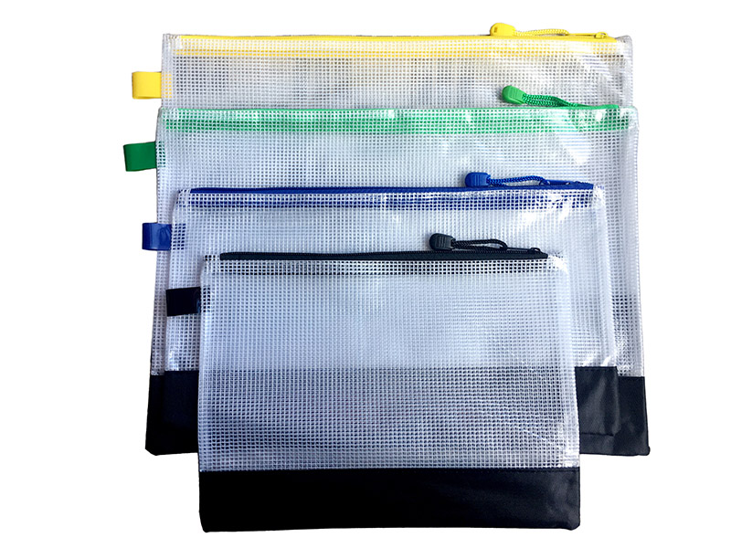 PVC splicing mesh zipper bag