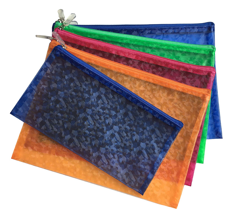 Diamond grain pvc zipper bag
