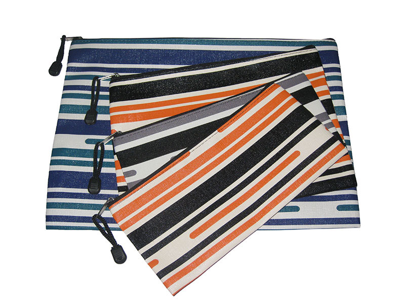 Colorful Lines Leather Zipper Bag