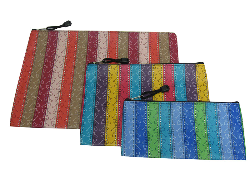 Neon Color Bar and Anchor Zipper Bag