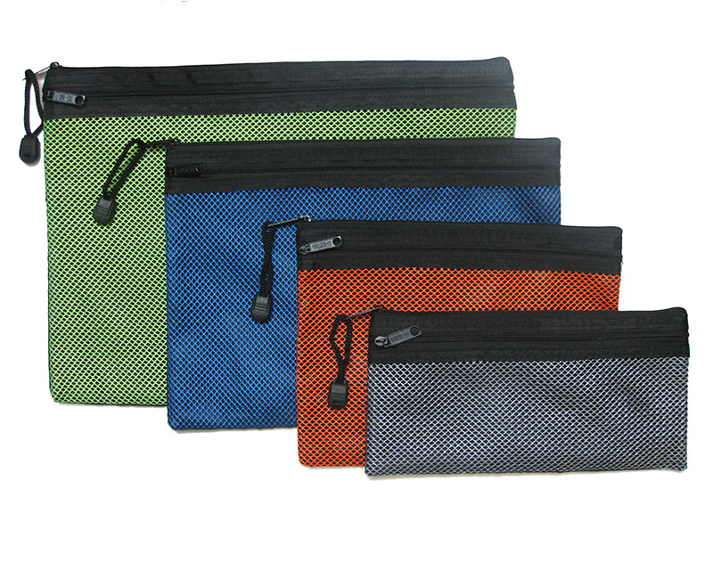 Double Zipper Diamond Shape Mesh Bag