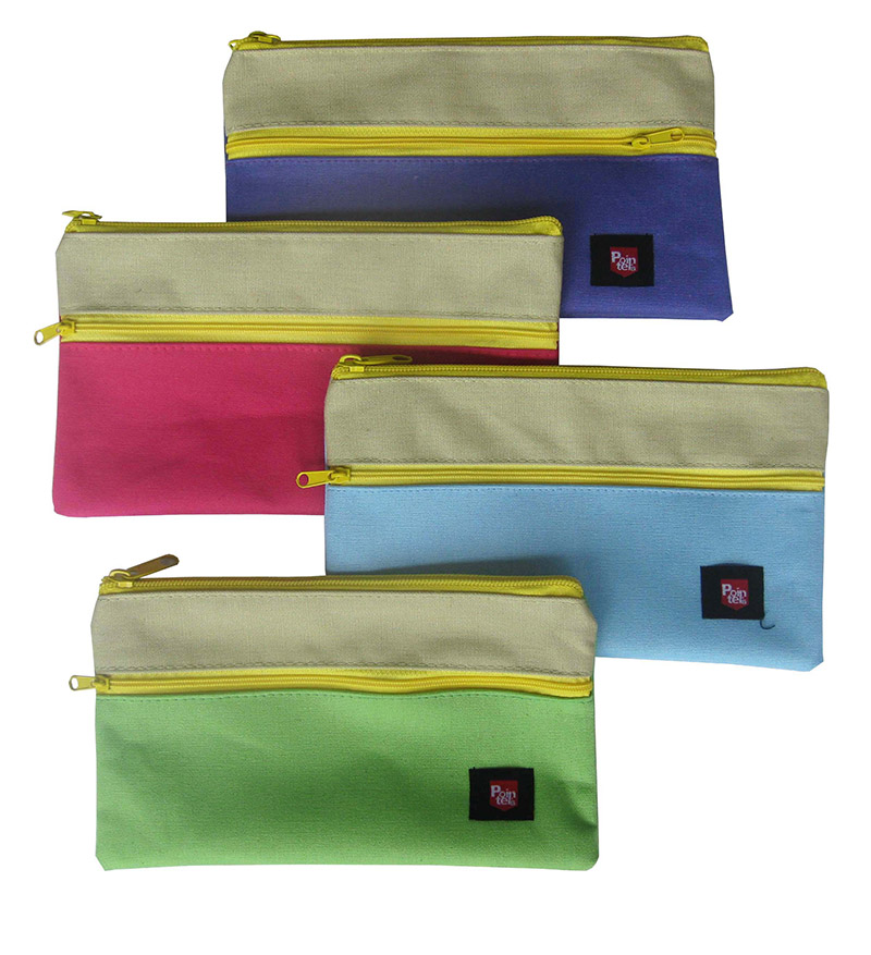 Linen Double Zipper Pouch