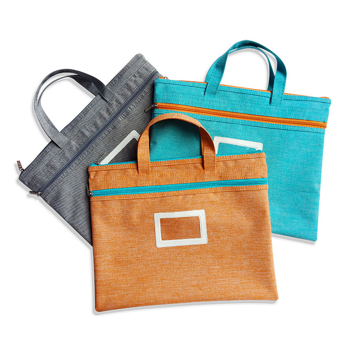 Plain double zipper handbag
