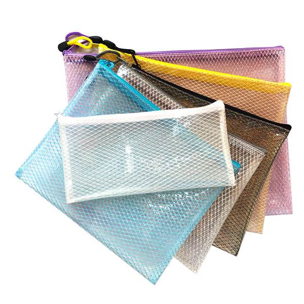 Eva gold hexagonal mesh zipper bag
