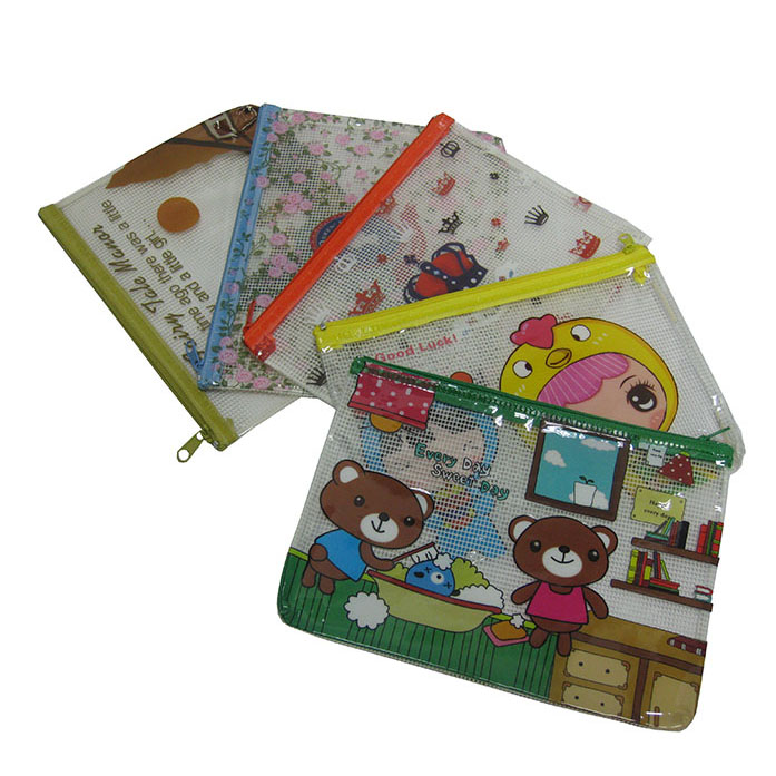 Catoon mesh PVC zipper pouch