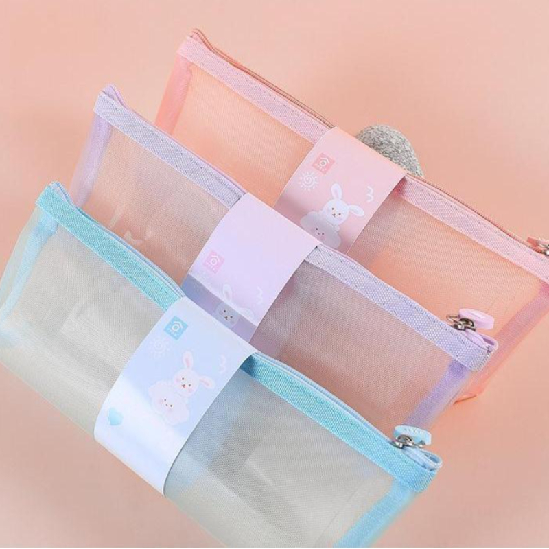 Love heart nylon triangle pencil bag