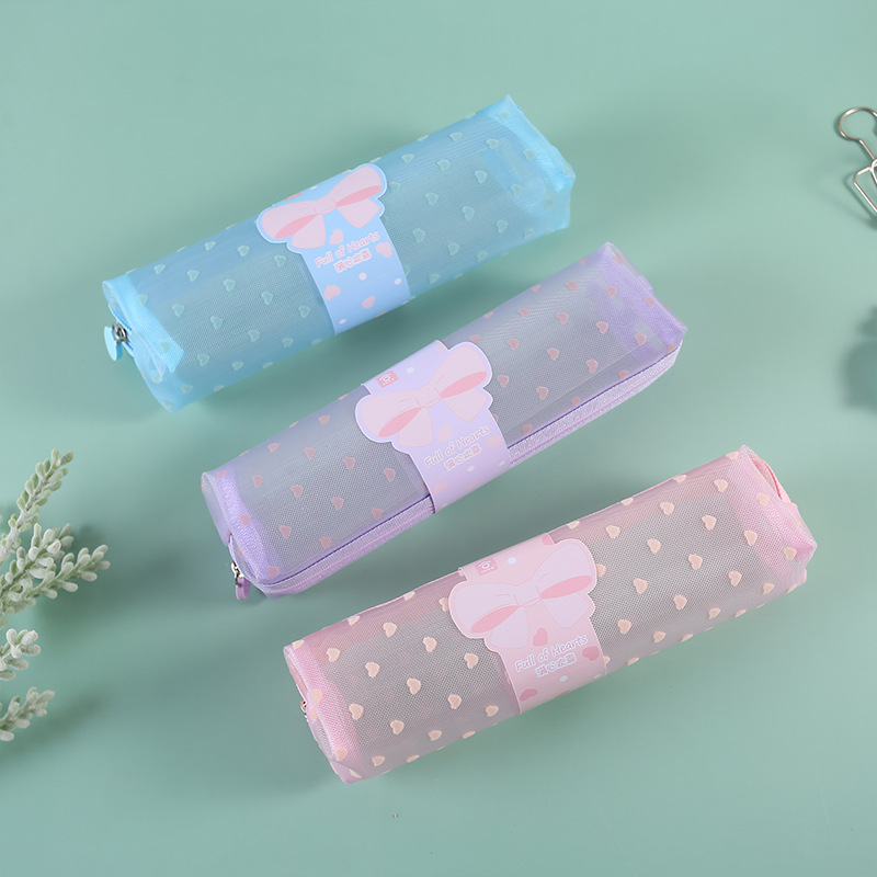 Heart nylon dimetric pencil case