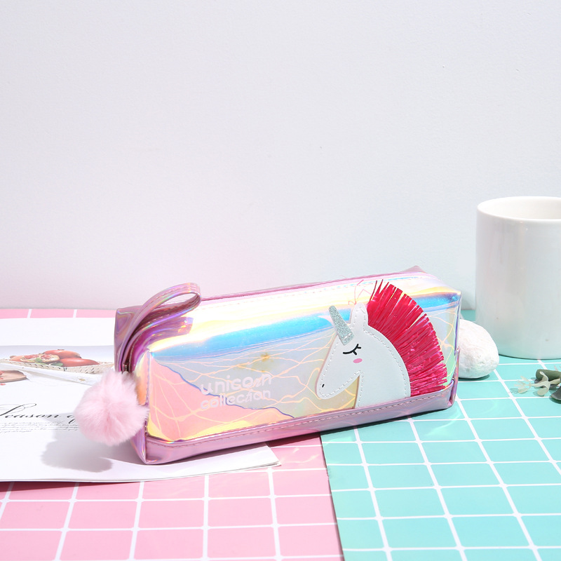 Pink unicorn pencil bag