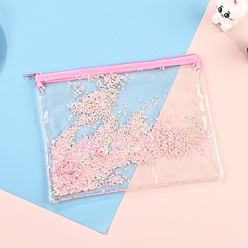 Flowing sequin PVC pencil case