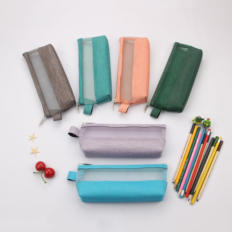 High elastic cloth with mesh boat-shaped pencil case