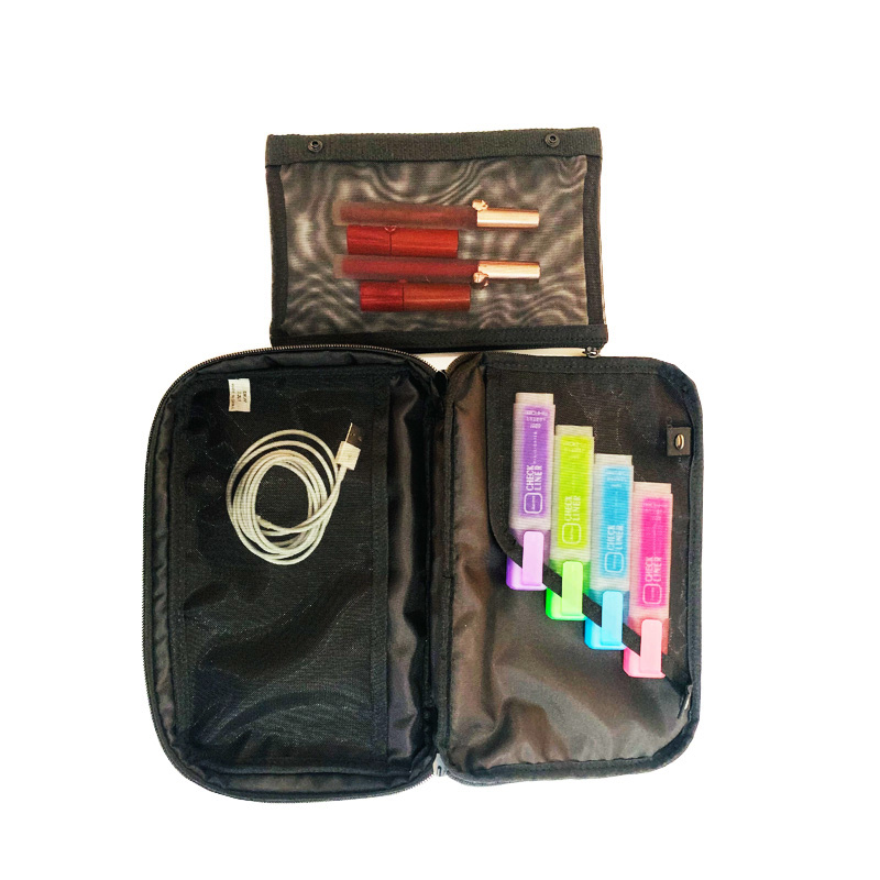 Polyester thickened multi-layer storage cosmetic bag
