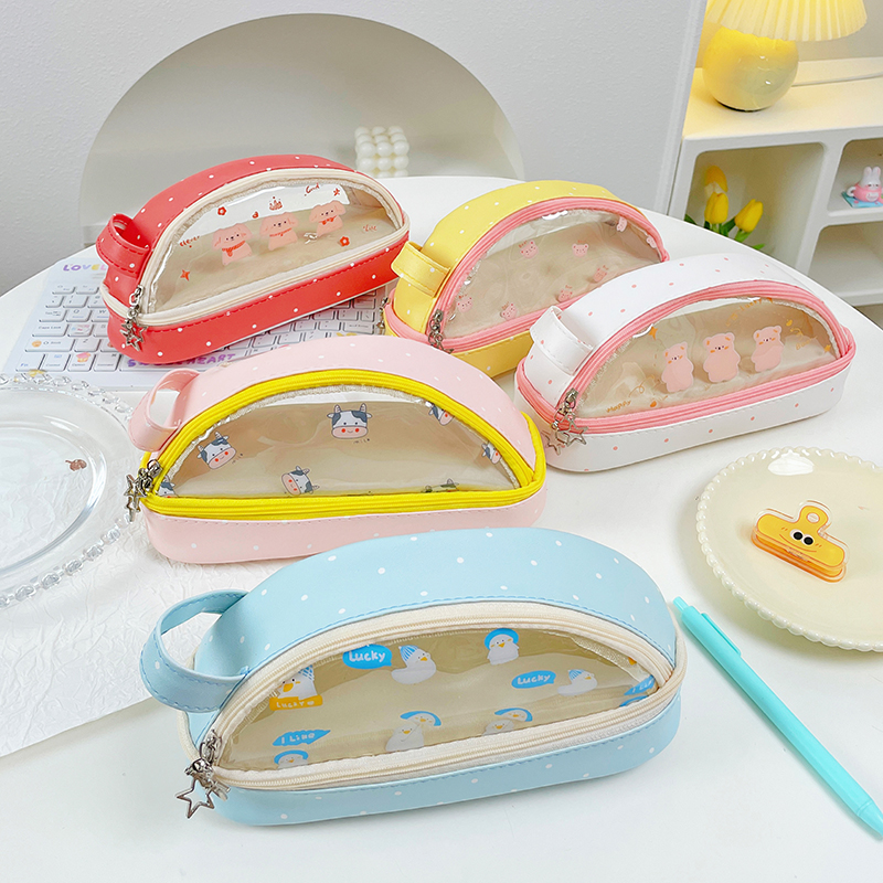 Double layer transparent large capacity pen bag