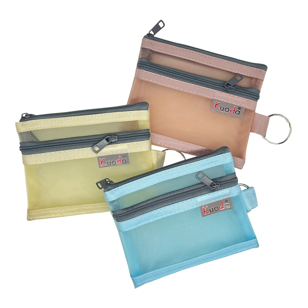 Mesh double zipper coin purse