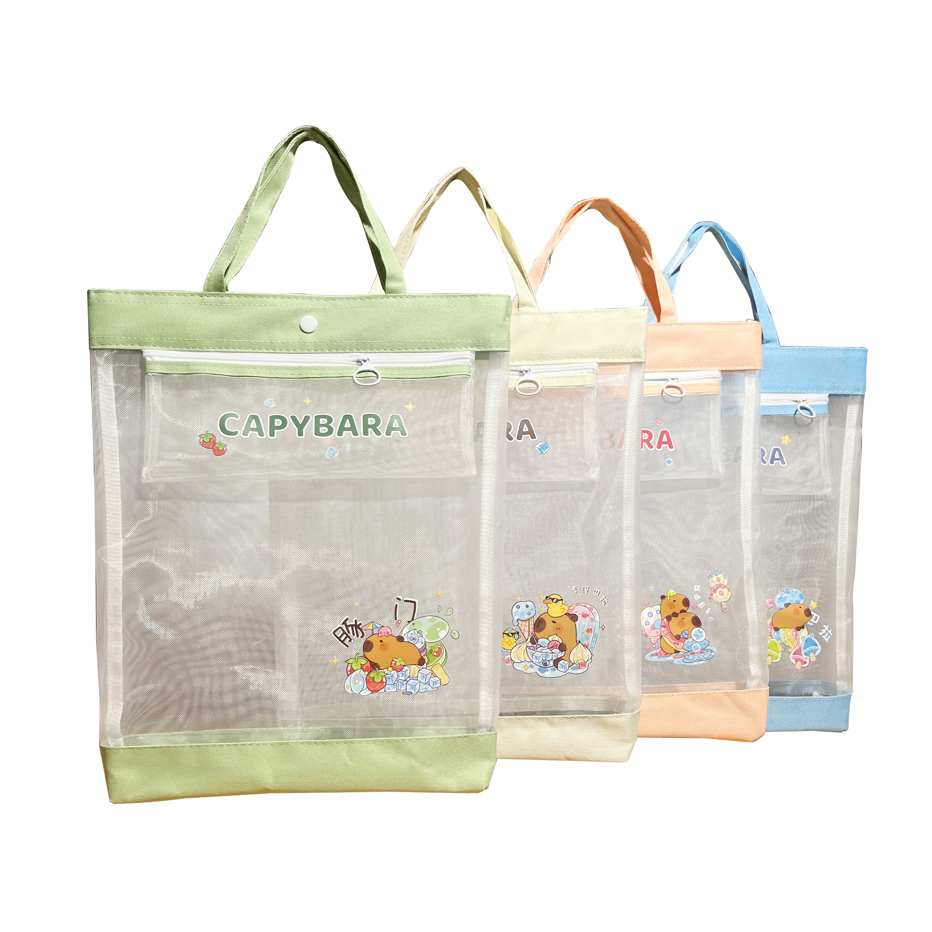 Cartoon transparent mesh handbag