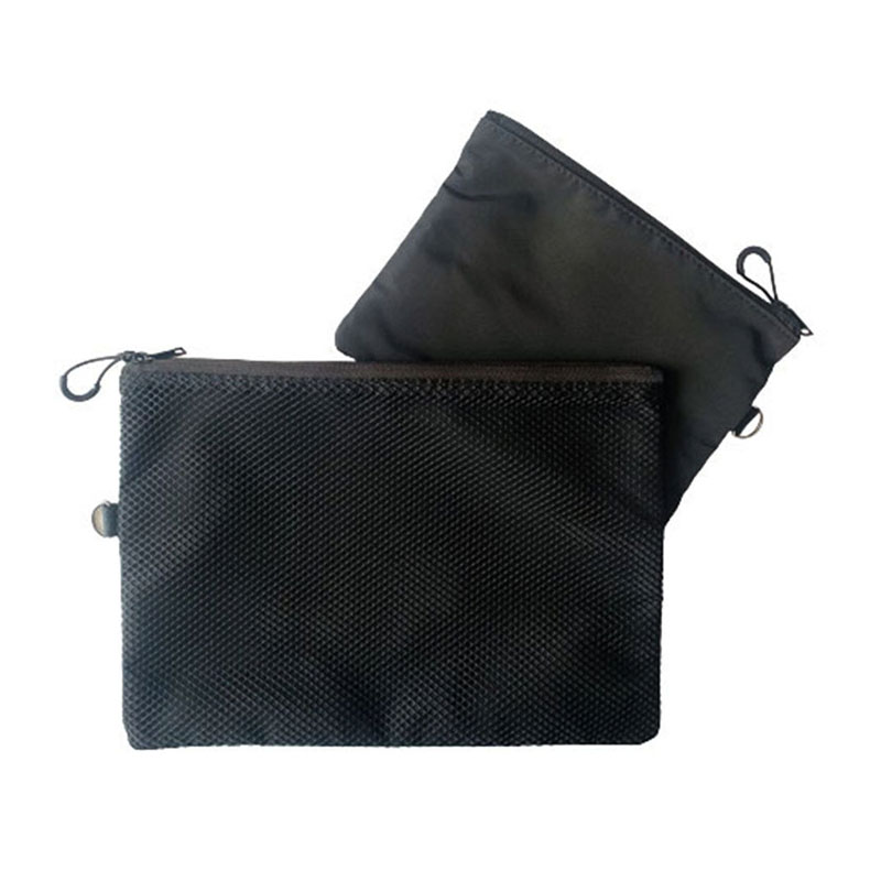Polyester nylon stitching double zipper storage bag