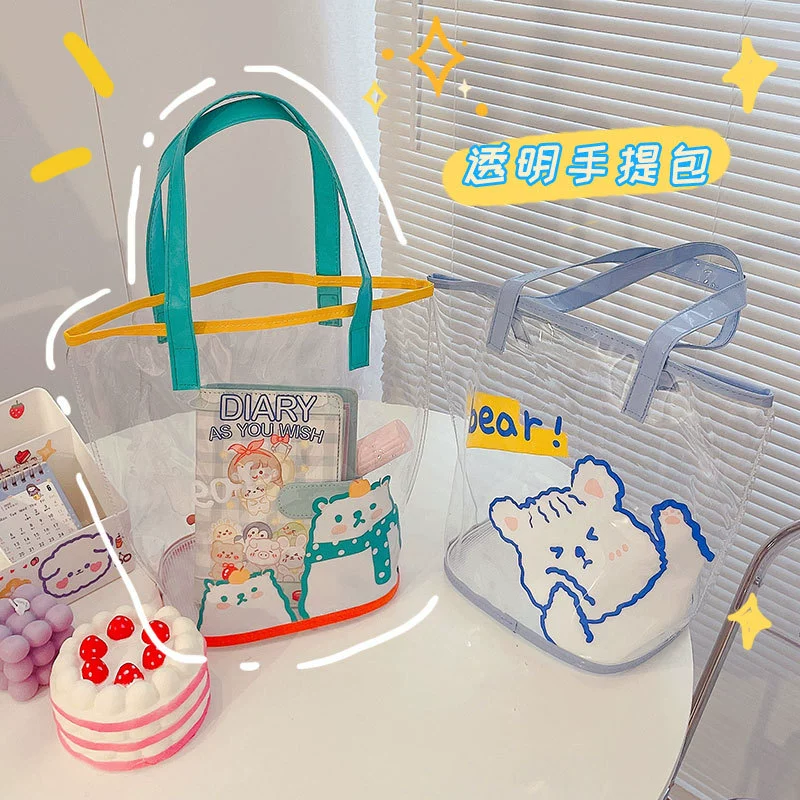 Cartoon Printing Transparent Tote Bag