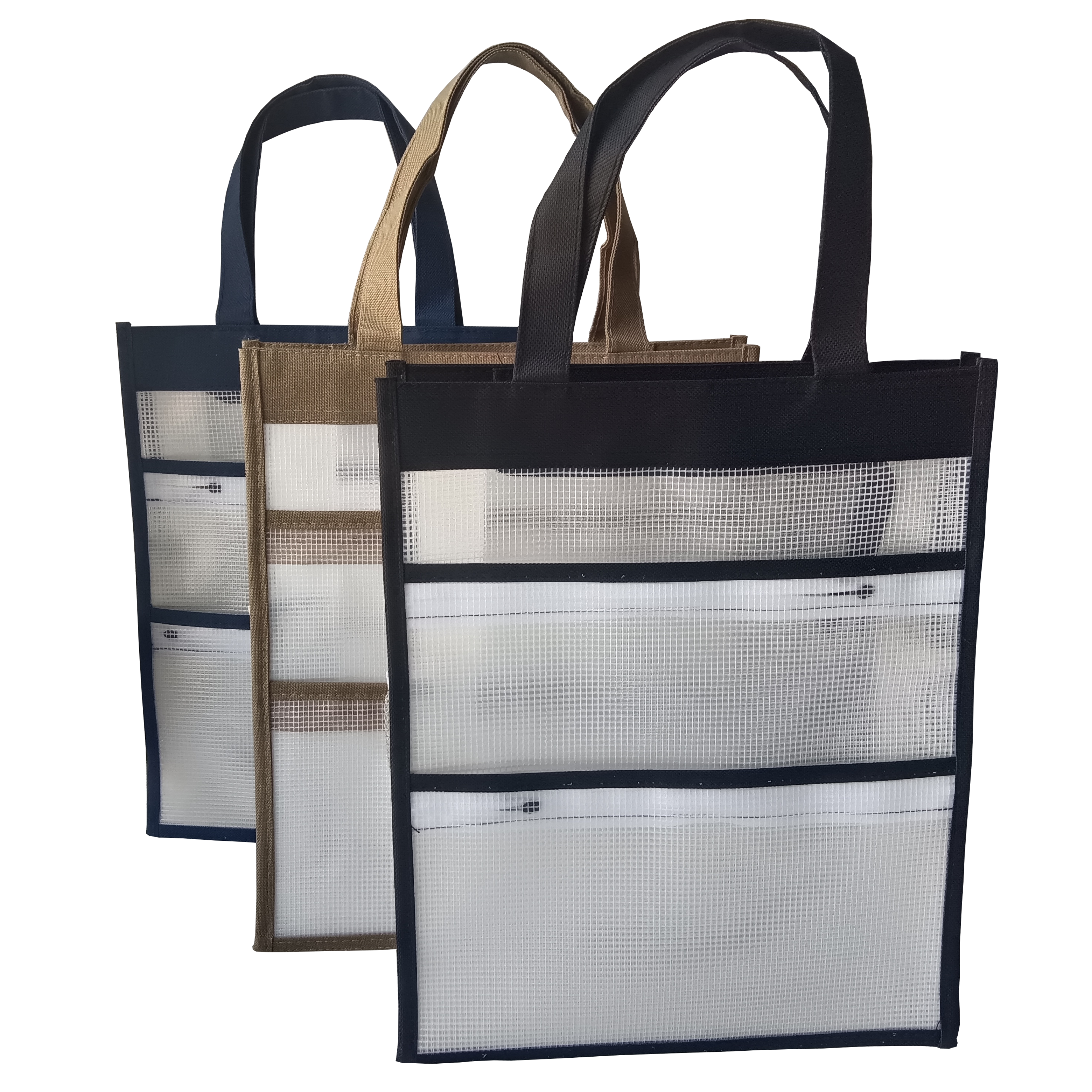 EVA Clear mesh three-zip tote bag