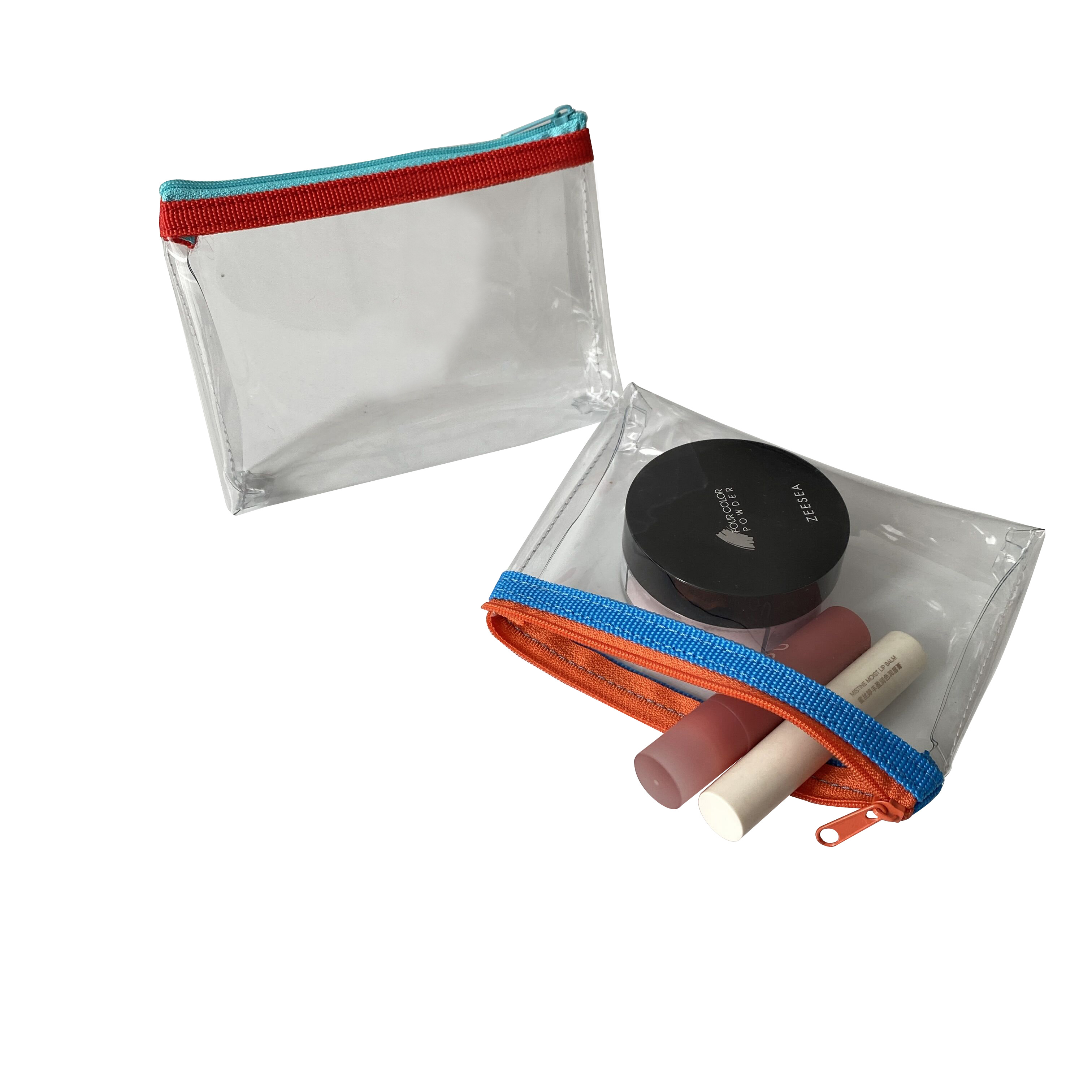 Ultra-transparent color-blocking zipper bag