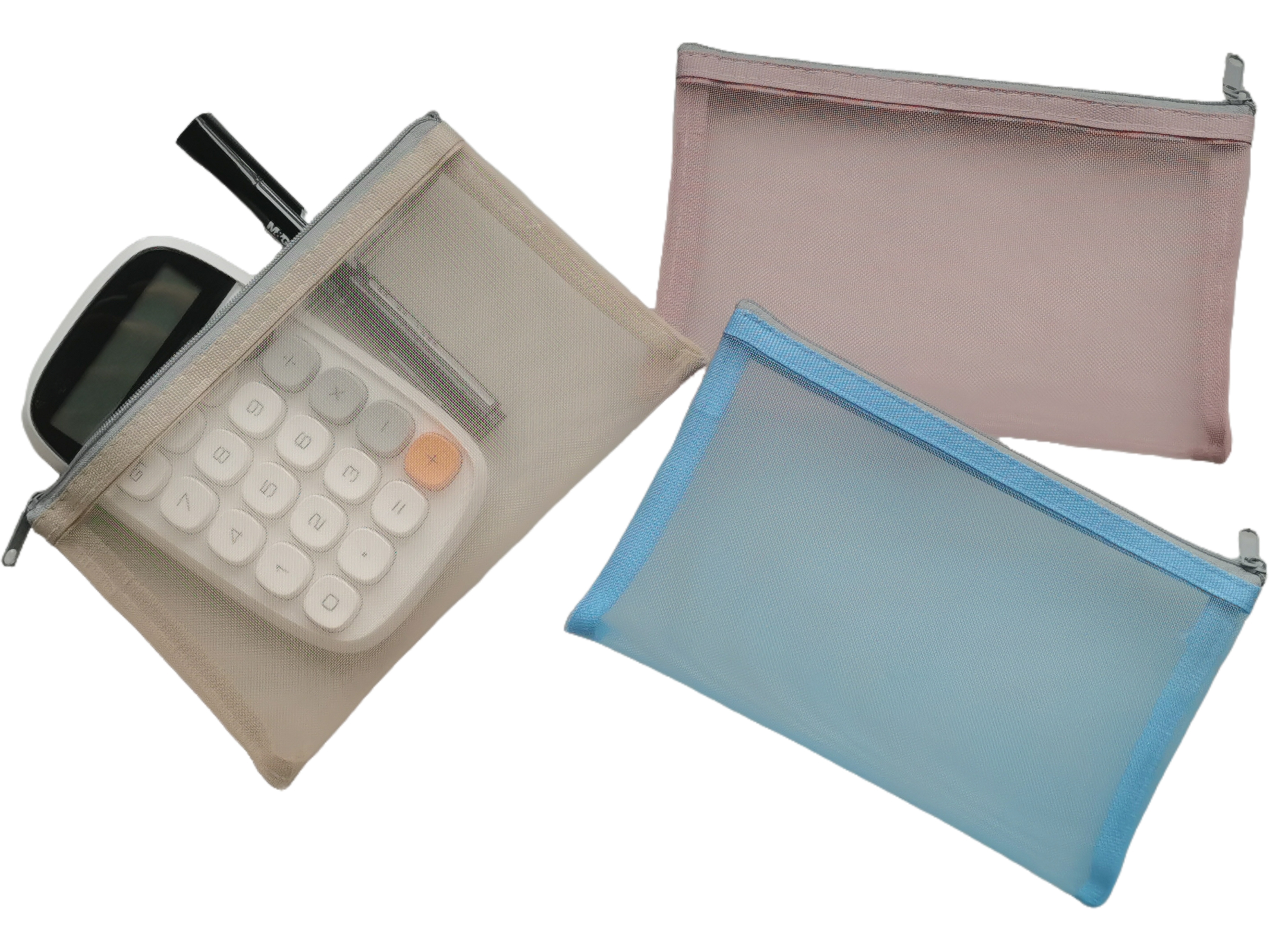 Pure color nylon zipper bag