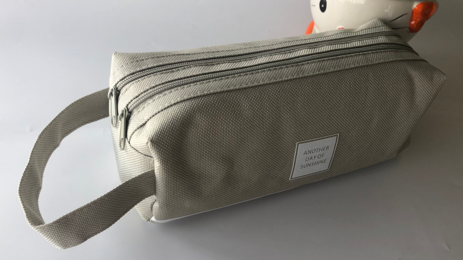 Canvas double-layer double-zipper pencil case