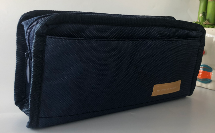 Oxford three-dimensional  double zipper pen case