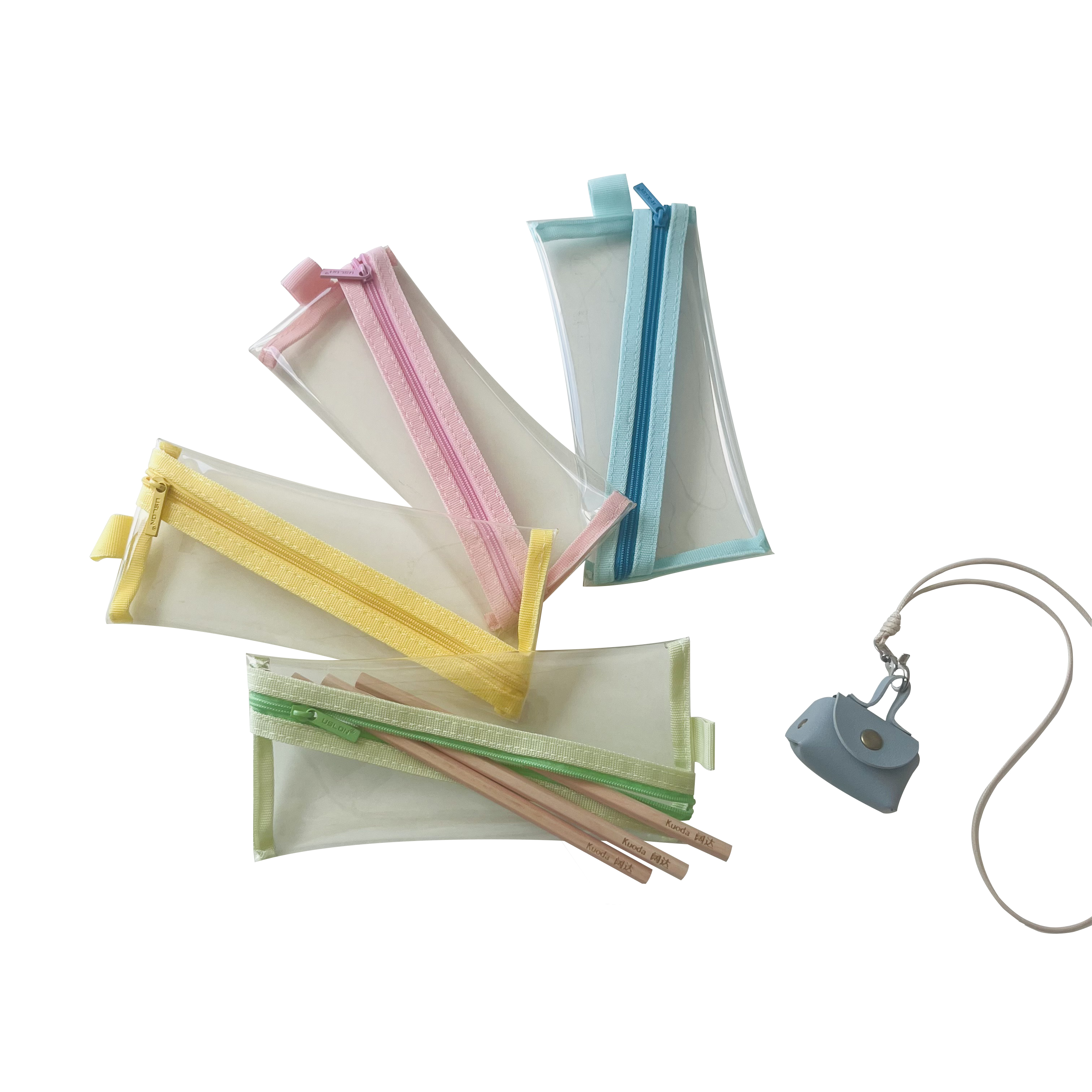 Transparent TPU slanted zipper pen case